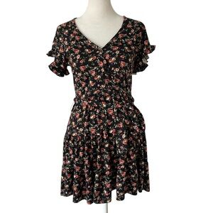 Stilletto’s Y2K Black Floral Ruffled Tie Mini Dress
